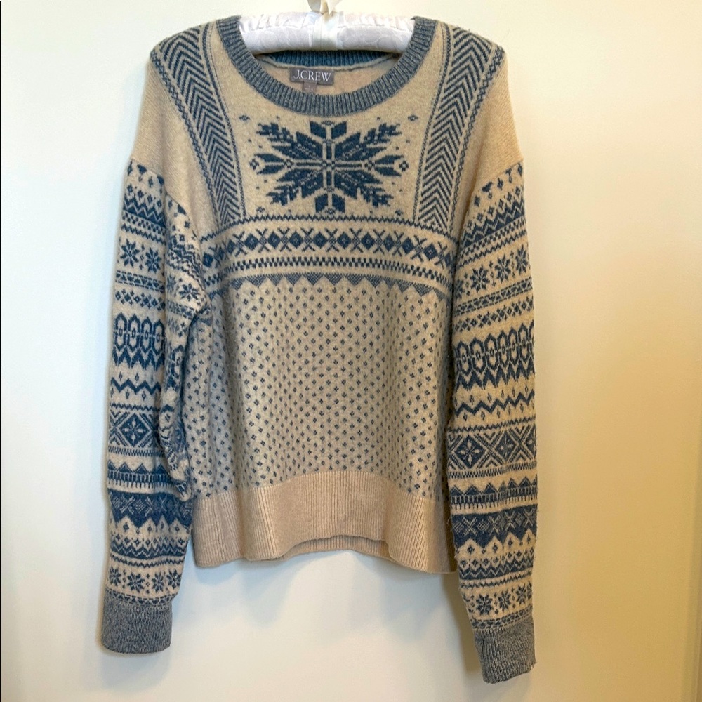 J. Crew Nordic Beige and Navy Sweater